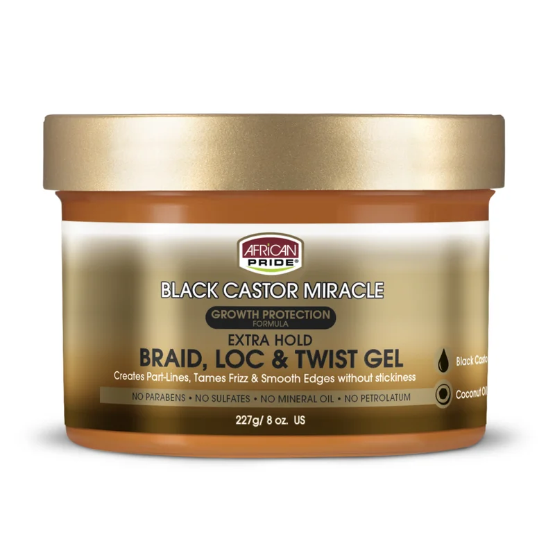 African Pride Black Castor Miracle Extra Hold Braid Loc And Twist Gel