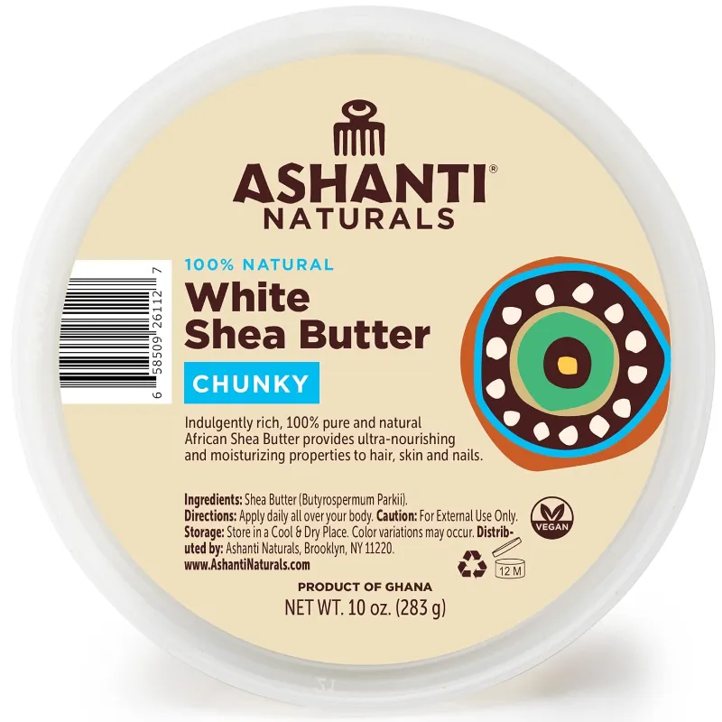 African Chunky White Shea Butter - 10 Oz.