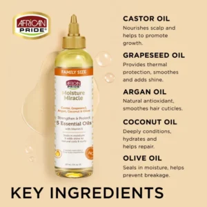 Moisture Miracle Castor, Grapeseed, Argan, Coconut & Olive 5 Essential Oils,